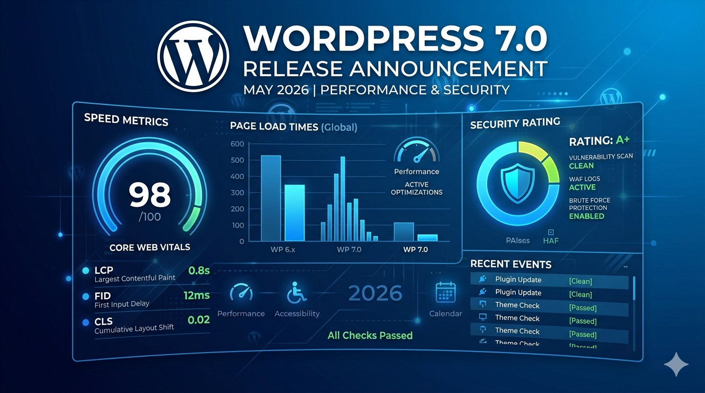 WordPress block editor interface showing the updated design with improved performance indicators